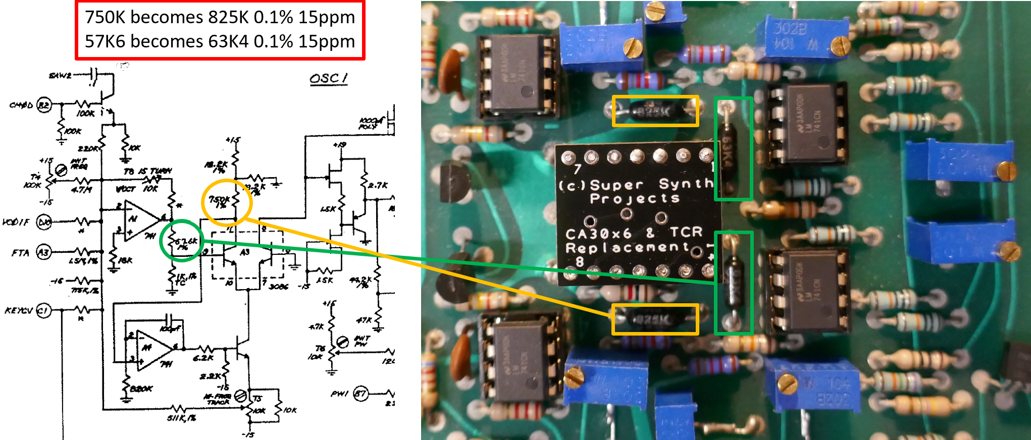 Oberheim OB-X Resistor Adjustments New Expo Module